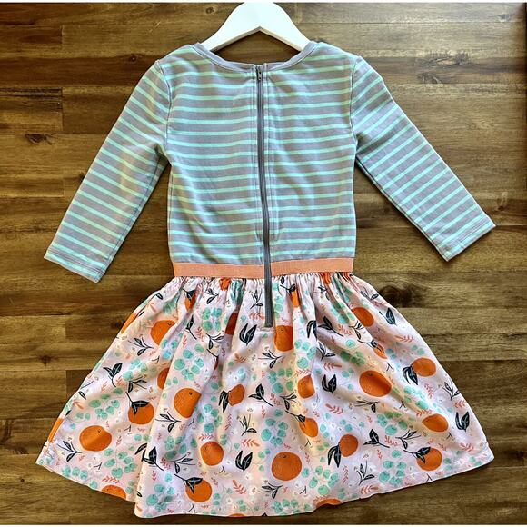 Matilda Jane Once Upon A Time Fresh Squeezed Orange Gray Blue Striped Dress 8 - Picture 4 of 7
